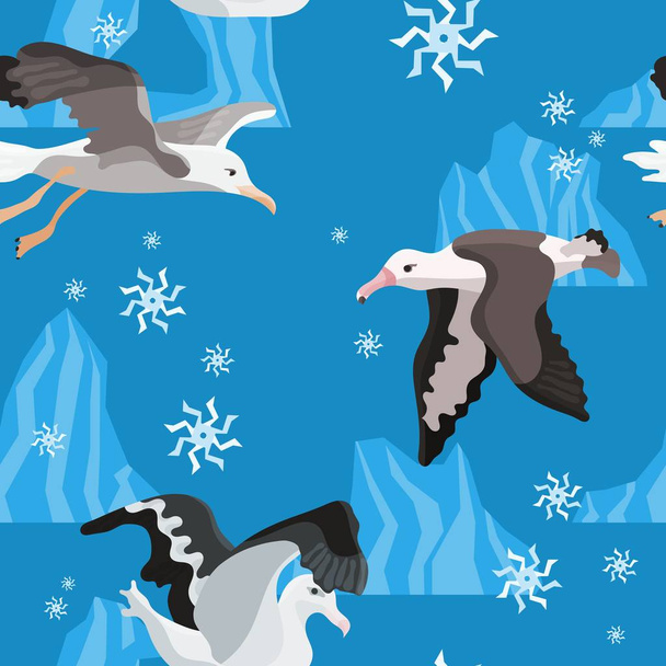 colorido cartaz antártico mosca albatrozes em novo
 - Vetor, Imagem
