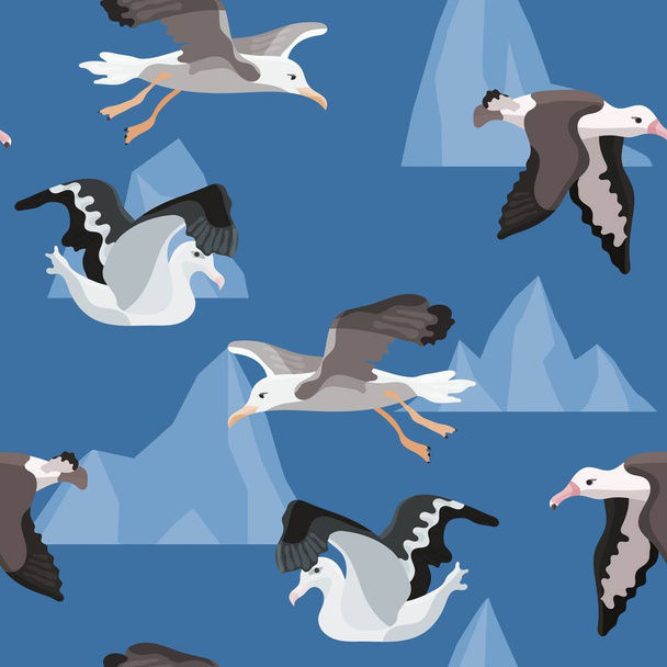 kuşlar albatros ile parlak sorunsuz desen - Vektör, Görsel
