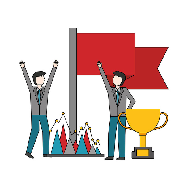 Business mannen succes vlag Trophy - Vector, afbeelding