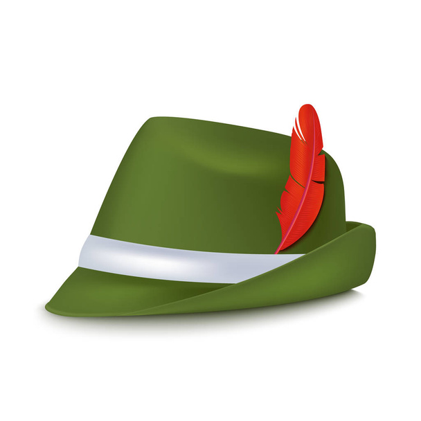 Realistic 3d Detailed Bavarian Oktoberfest Hat. Vector - Vetor, Imagem