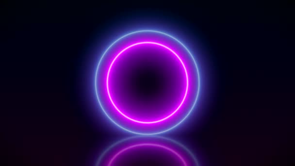 Video animación de brillantes círculos de neón en azul y magenta en el suelo reflectante. - Fondo abstracto - espectáculo de láser
 - Imágenes, Vídeo