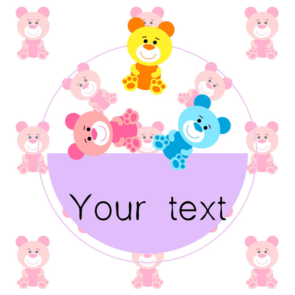 Color vector bear, baby picture, cartoon character, vector background. - Foto, Imagem