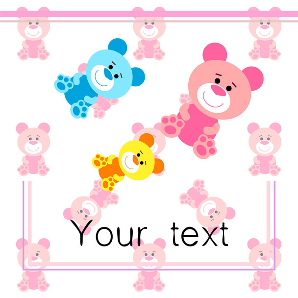 Color vector bear, baby picture, cartoon character, vector background. - Foto, Imagem