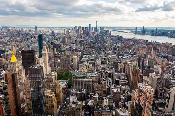 New York, USA - June 6, 2019:  New York City. Wonderful panoramic aerial view of Manhattan Midtown Skyscrapers - Image - Foto, Bild