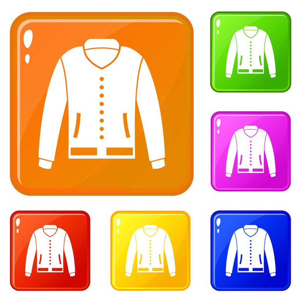 Jacket icons set vector color - Vector, afbeelding