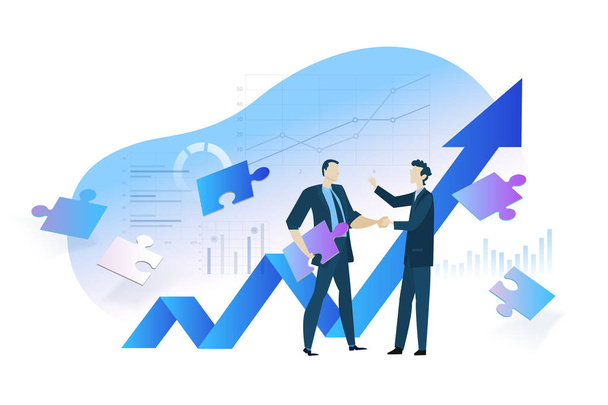 Flat design concept of business analysis and planning, increase profits, business growth. Vector illustration for website banner, marketing material, business presentation, online advertising. - Vector, Image