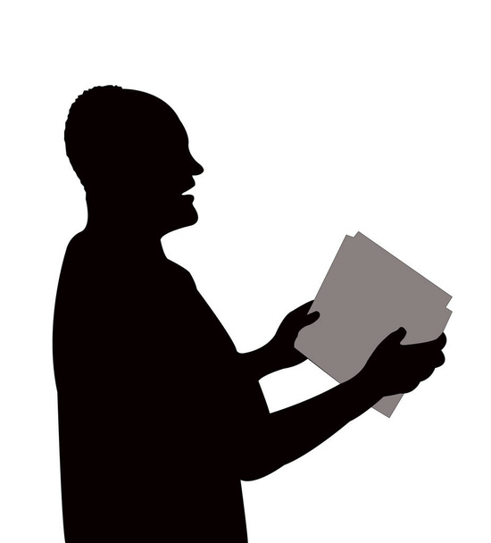 um homem lendo vetor silhueta
 - Vetor, Imagem