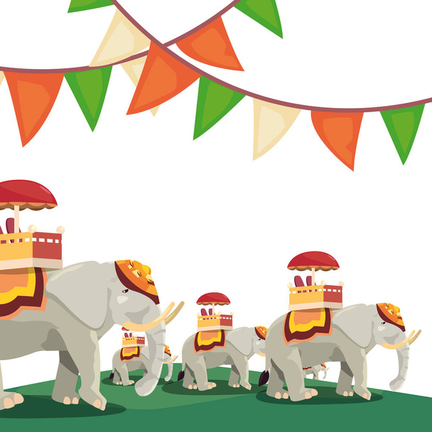 éléphants indien heureux jour de l'indépendance
 - Vecteur, image