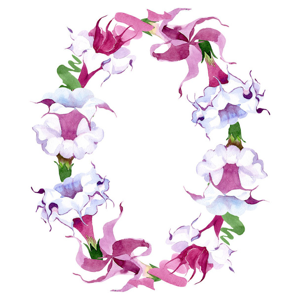 Brugmansia fleurs botaniques florales. Ensemble d'illustration de fond aquarelle. Cadre bordure ornement carré
. - Photo, image