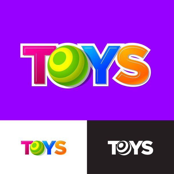 Toys logo. Baby  online shop emblem. Letter O like a baby ball or sphere. Kids logo on different backgrounds. 3D imitation. - Вектор, зображення