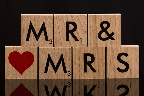 Mister and Misses Wooden Block TIles - Photo, Image