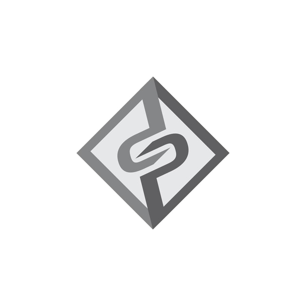 Τετράγωνο με γράμμα DP σχεδίαση λογότυπου - Φωτογραφία, εικόνα