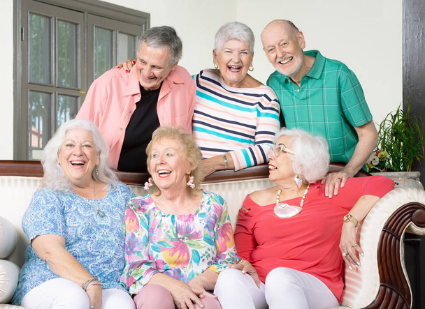 Six Laughing Senior Friends - Foto, Imagen