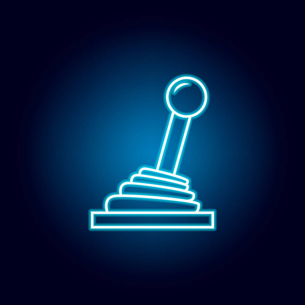 Tandwielkast knoppictogram in blauwe neon stijl. Element van Racing for Mobile concept en web apps icoon. Dun lijn icoon voor website ontwerp en ontwikkeling, app-ontwikkeling - Vector, afbeelding