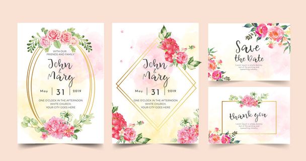 invitation de mariage floral rose fleur - Vecteur
  - Vecteur, image