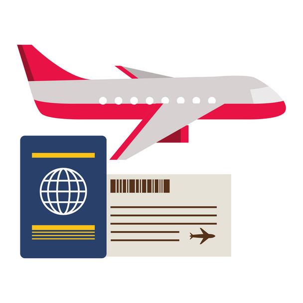 休暇飛行機パスポートチケット - ベクター画像