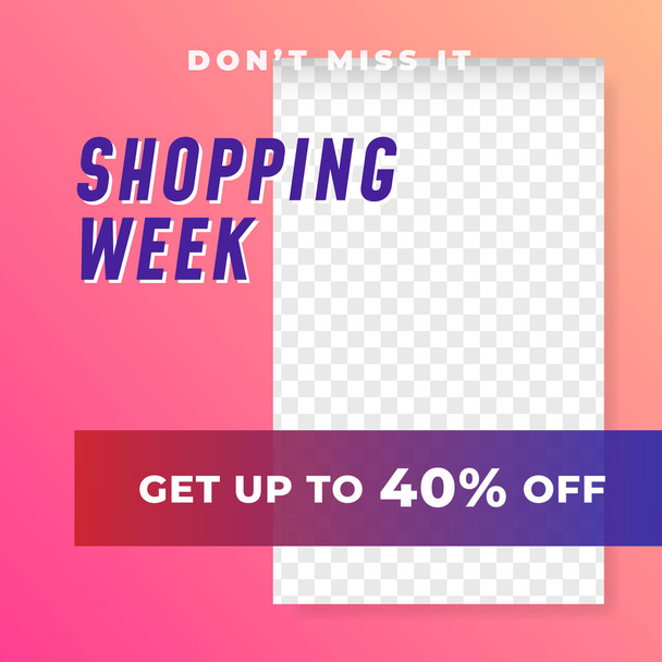 Shopping week multipurpose social media post background template. fashion discount promotion square web banner vector design. - Vector, Imagen