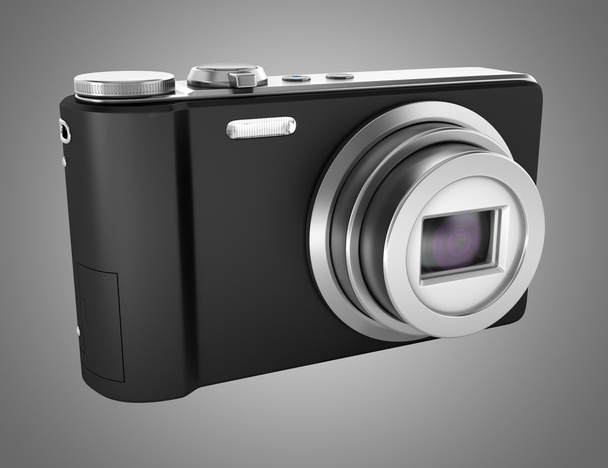 noir point et prise de vue appareil photo isolé sur fond gris
 - Photo, image
