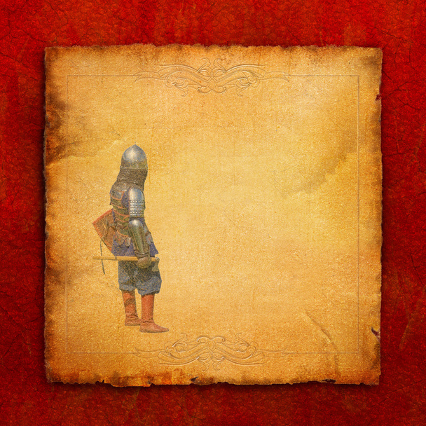 Chevalier blindé avec hache de combat - carte postale rétro
 - Photo, image