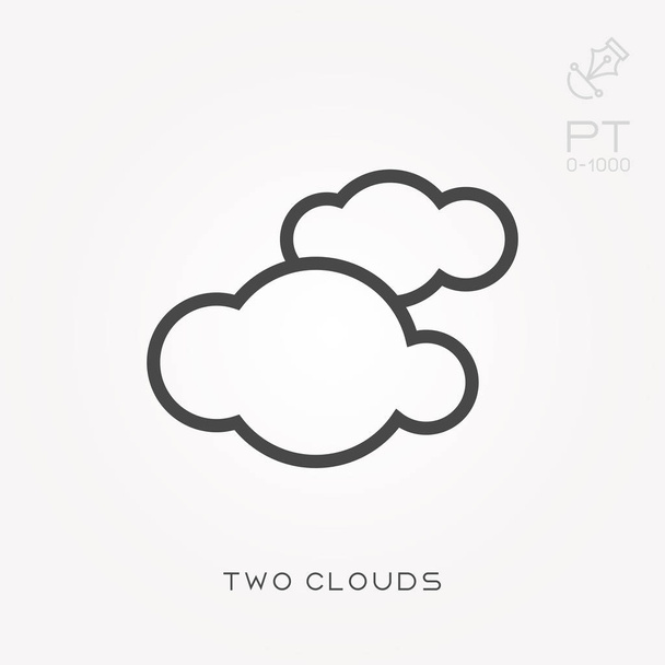 Line icon two clouds - Vector, afbeelding