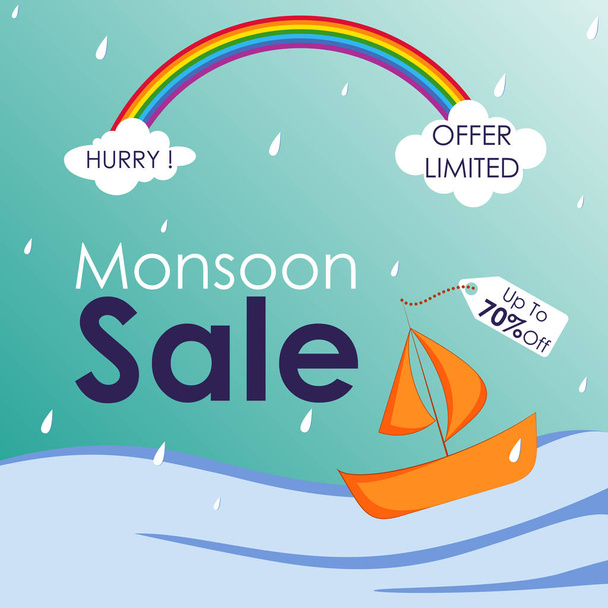 Great monsoon sale and promotion advertisement banner background template - Vector, Image
