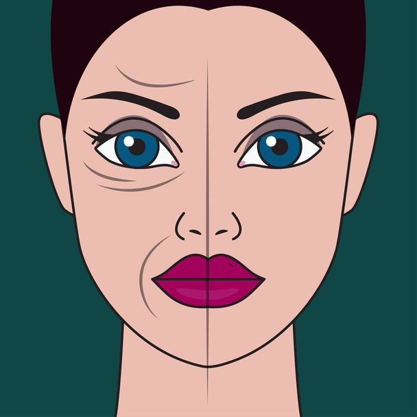 rejuvenecimiento facial de piel - Vector, imagen