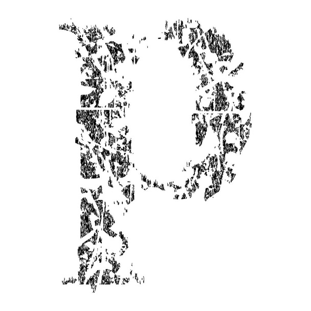 Broken grunge pixelated alphabet.Lowercase letter. - Vector, Image