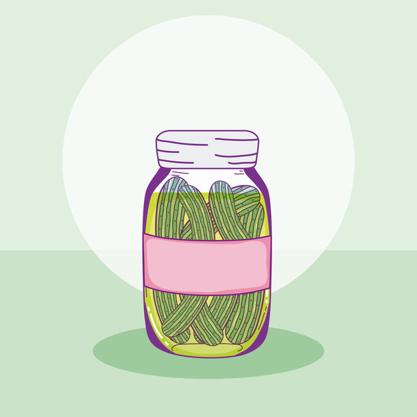 Cucumbers in mason jar - Vector, Image