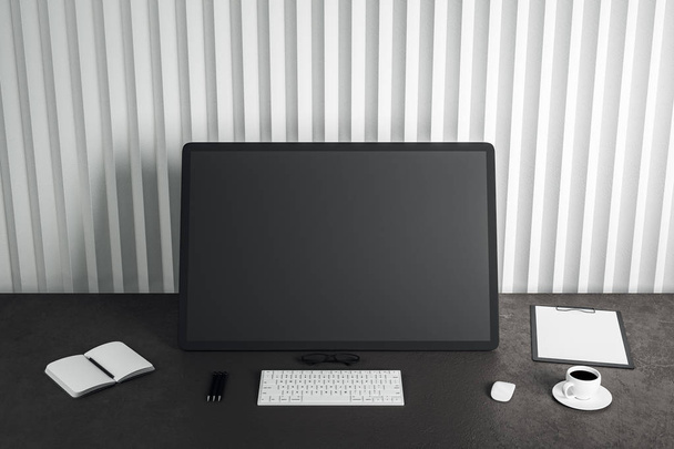 Designer desktop with computer  - Фото, зображення