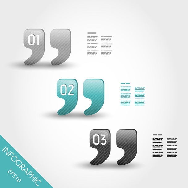 three turquoise striped infographic quotes with numbers - Vector, Image