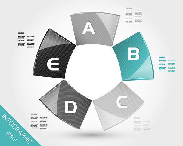 τυρκουάζ infographic κύκλο από ημικύκλια με γράμματα - Διάνυσμα, εικόνα