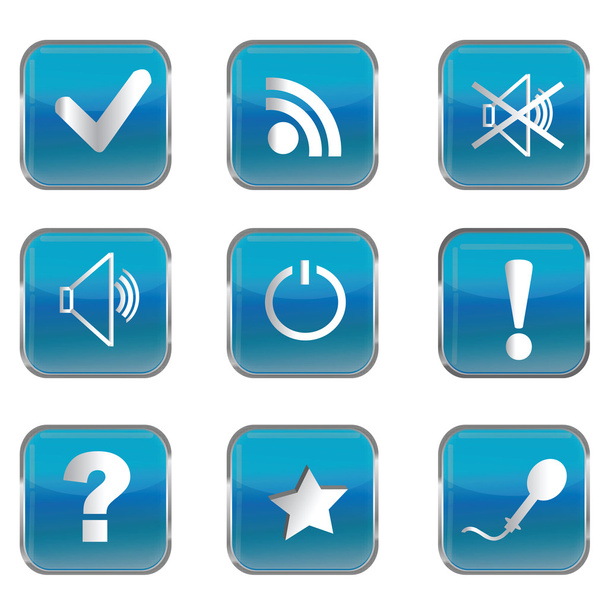 μπλε κουμπιά με εικονίδια pc - Φωτογραφία, εικόνα