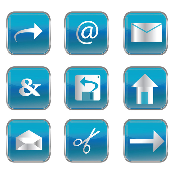 Blue square buttons with pc icons - Photo, image