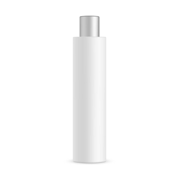 Shampoo bottle with metallic cap mockup isolated on white background. Vector illustration - Vektör, Görsel