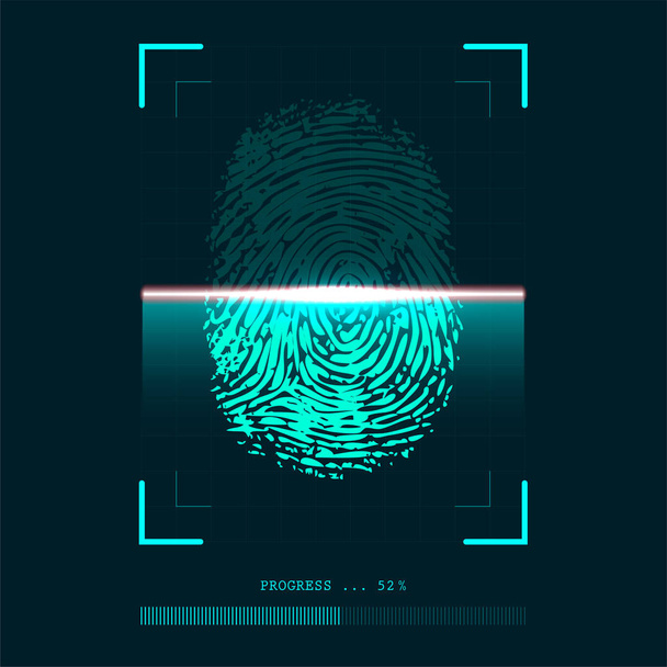 Abstract fingerprint scanner in progress - identity verification concept - Vector, Image