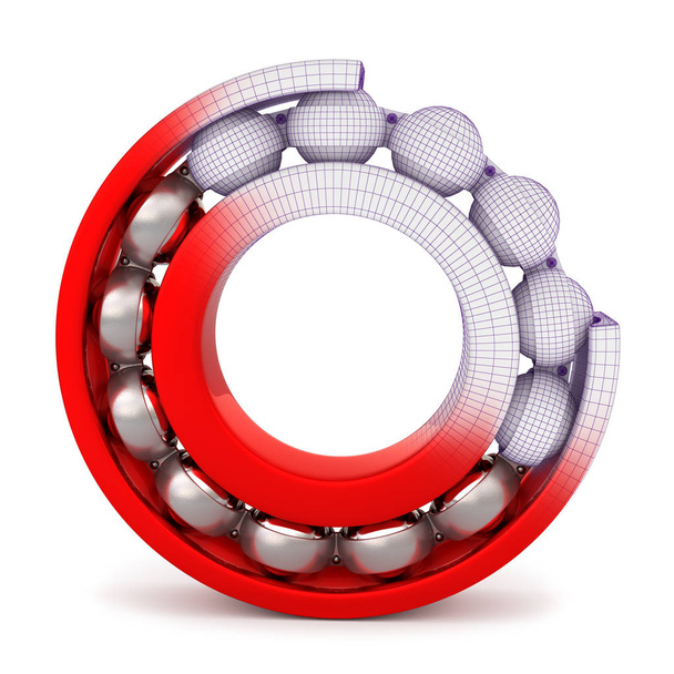 The red ball bearing. Cutted ball bearing on a white background. - Photo, Image