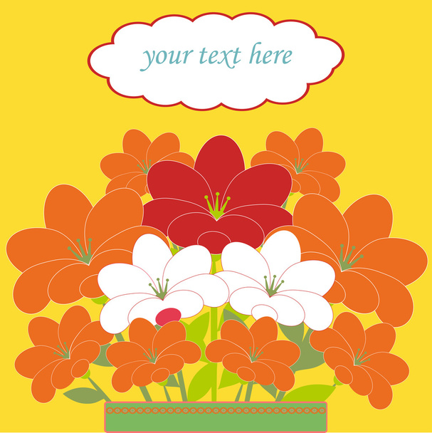 Card with bouquet of flowers - Vector, Imagen