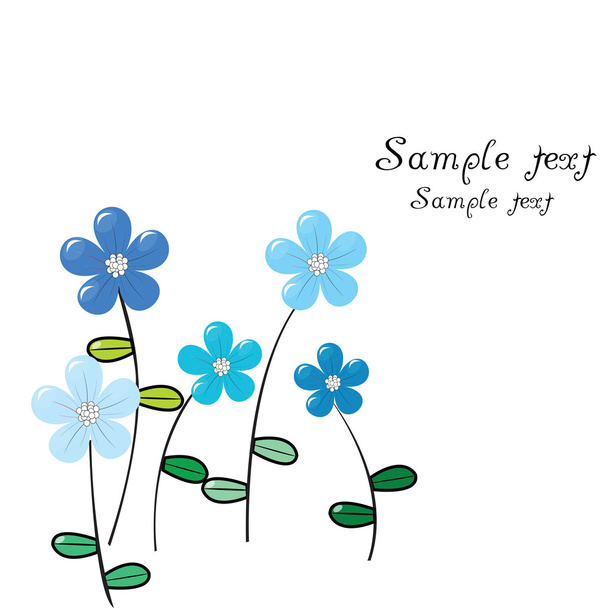 Greeting card with delicate blue flowers - Foto, Imagen