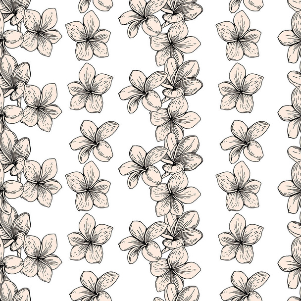 Pattern of vertical stripes of plumeria flowers - Διάνυσμα, εικόνα