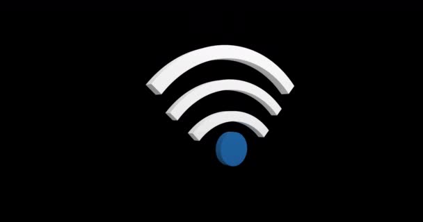 Digital animation of a wifi symbol up and down in the screen against the black background. 4k - Materiał filmowy, wideo