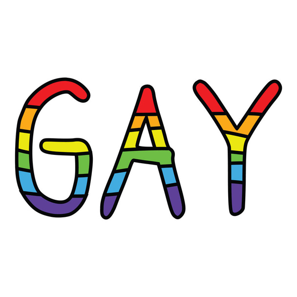 Pěkná gay typografie kreslená vektorová ukázka. Ručně vykreslené izolované elementy LGBTQ pro blog, text grafika, Webová tlačítka rozmanitosti. - Vektor, obrázek