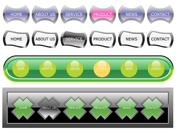 web 2.0 スタイルのメニュー ボタン - ベクター画像