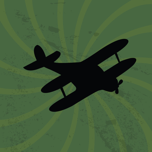 oude vliegtuig op grunge groene achtergrond - Foto, afbeelding