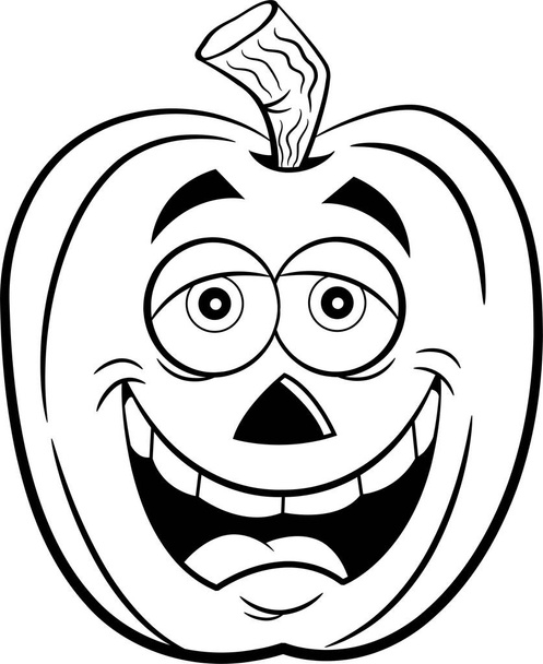 Black and white illustration of a happy smiling jack o lantern. - Vector, Image