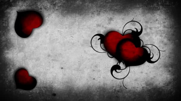 Sangrientos corazones rojos sobre un fondo de pared
 - Metraje, vídeo