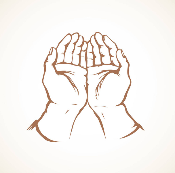 Mãos a rezar. Desenho vetorial
 - Vetor, Imagem