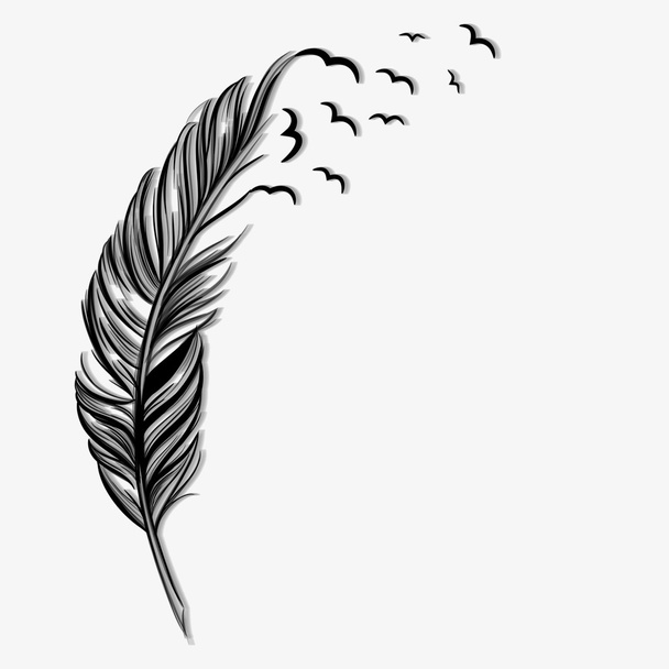 Birds flying ot of a quill - Vector, Image