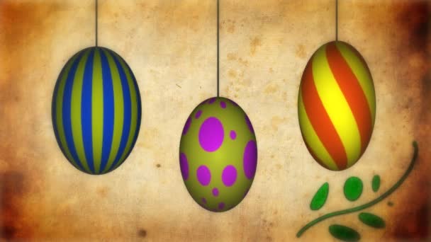 Spinning Easter eggs with growing tendrils animation - Footage, Video