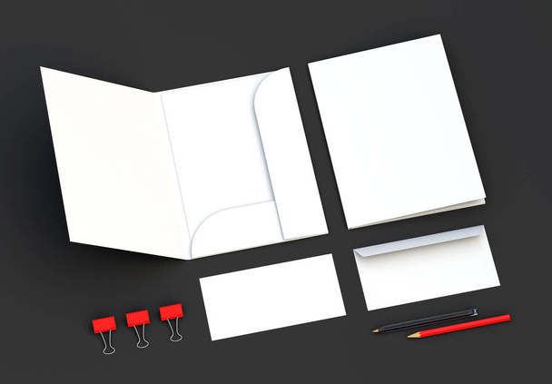White Folder Mockup with envelopes. 3d rendering. - Photo, Image