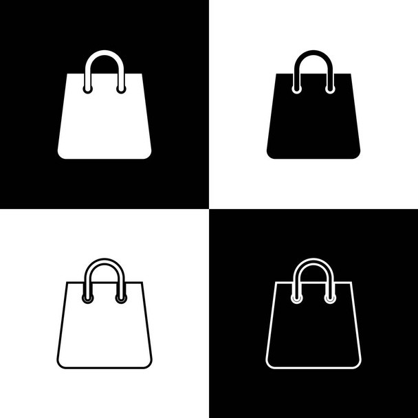黒と白の背景に分離されたハンドバッグのアイコンを設定します。買い物袋の看板。女性バッグアイコン。女性のハンドバッグサイン。グラマーカジュアルな手荷物。ベクトルイラストレーション - ベクター画像